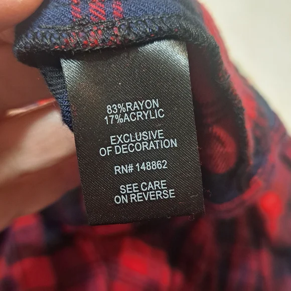 Torrid Red and Blue Smocked Peplum Blouse with 3/4 Sleeves - Picture 3 of 5